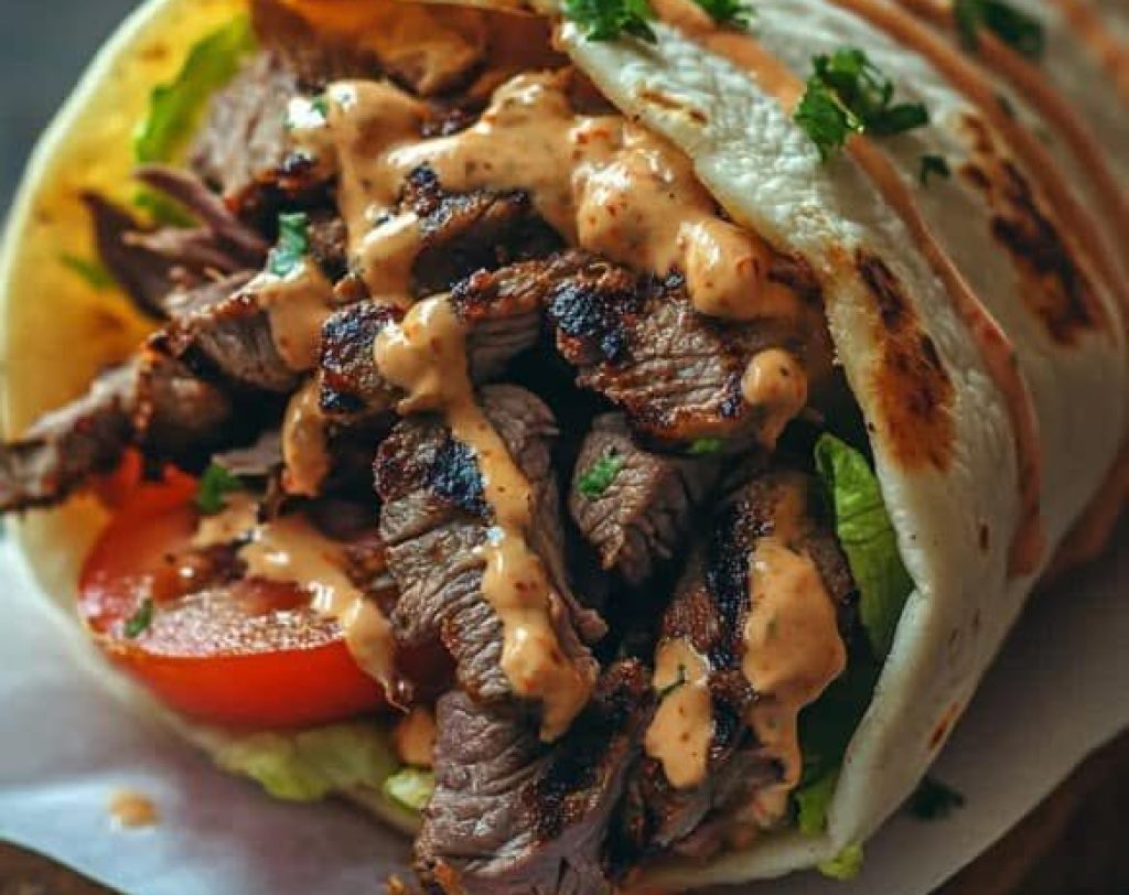 grandma's old recipes _ Grilled Beef Shawarma Wrap Recipe 🥙🔥 _ Facebook